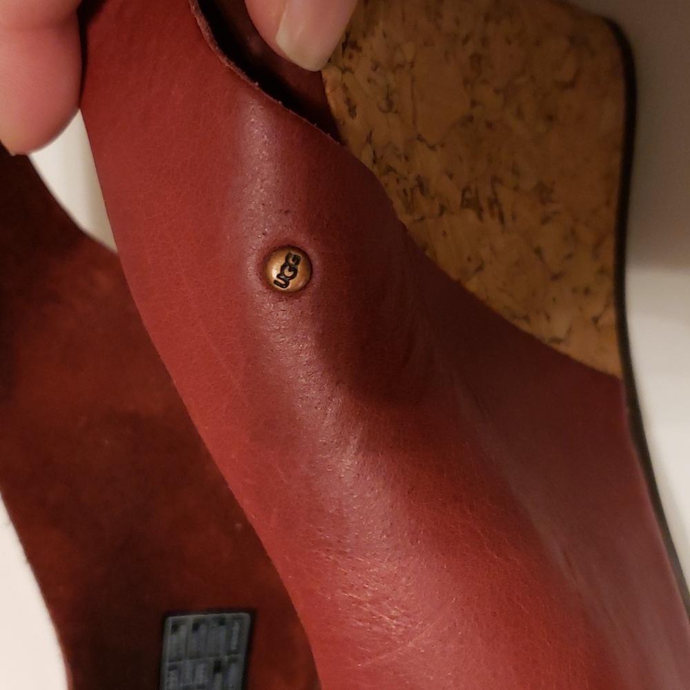 UGG Hazel Leather Slingback Cork Wedge Sandal sz 10 - Picture 5 of 7